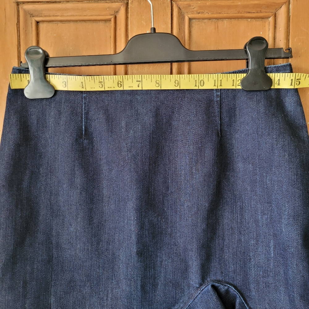Anthropologie Leifsdottir Denim Blue Peplum Ruffle Hem Mini Skirt 6 - Picture 12 of 12